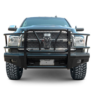 SteelCraft® - Full Width Black Front Winch HD Bumper with Brush Guard and Hitch Receiver