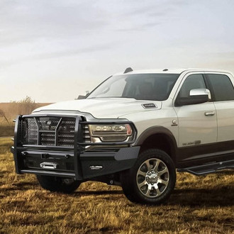 SteelCraft® - Full Width Front Winch HD Bumper with Brush Guard and Hitch Receiver