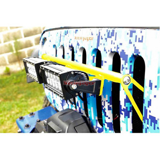 Steinjager® - External Grille Mounted Cree 8" 2x36W Rectangular Neon Yellow Housing Combo Spot/Flood Beam LED Lights and Brackets
