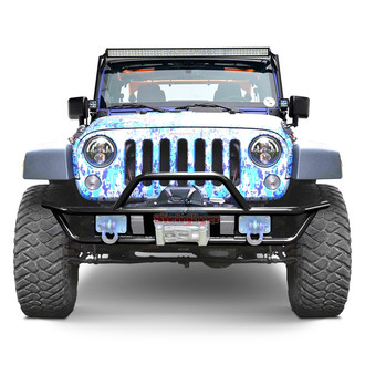 Steinjager® - Full Width Raw Front Winch Tubular Bumper with Hoop