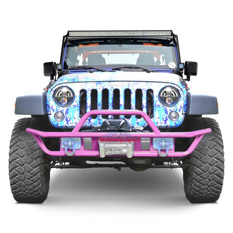 Steinjager® - Full Width Pink Front Winch Tubular Bumper with Hoop