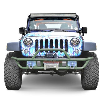 Steinjager® - Full Width Locas Green Front Winch Tubular Bumper with Hoop