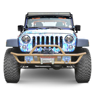 Steinjager® - Full Width Military Beige Front Winch Tubular Bumper with Hoop