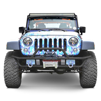 Steinjager® - Full Width Textured Black Front Winch Tubular Bumper with Hoop