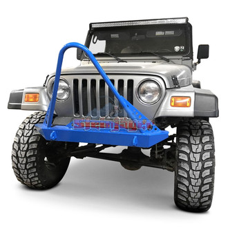 Steinjager® - Stubby Playboy Blue Front Winch HD Bumper with Stinger