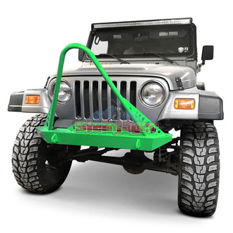 Steinjager® - Stubby Neon Green Front Winch HD Bumper with Stinger