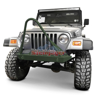 Steinjager® - Stubby Locas Green Front Winch HD Bumper with Stinger