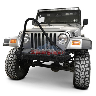 Steinjager® - Stubby Texturized Black Front Winch HD Bumper with Stinger