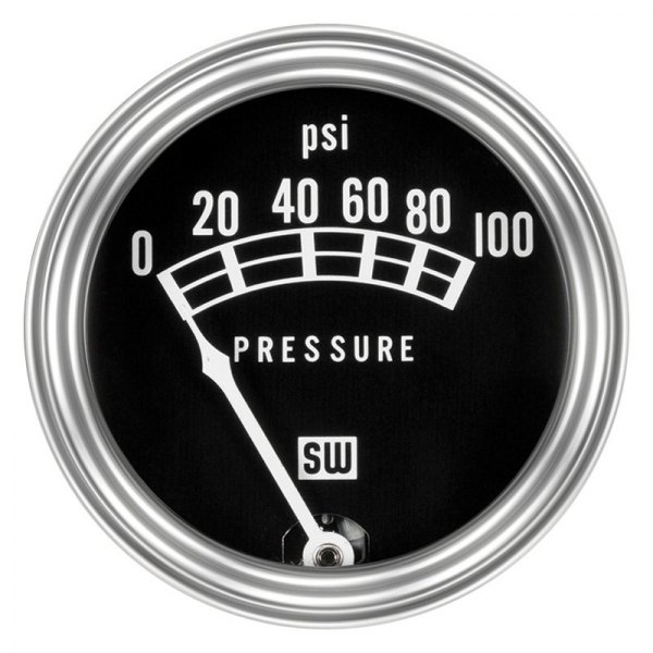 Stewart Warner® - Standard Series 2-1/32" Oil Pressure Gauge, 100 PSI