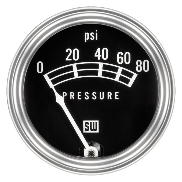 Stewart Warner® - Standard Series 2-1/32" Mechanical Oil Pressure Gauge, 80 PSI