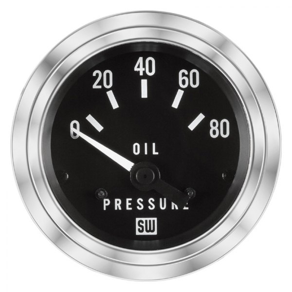Stewart Warner® - Deluxe Series 2-1/16" Electrical Oil Pressure Gauge, 0-80 PSI