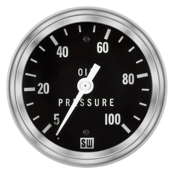 Stewart Warner® - Deluxe Series 2-5/8" Mechanical Oil Pressure Gauge, 5-100 PSI
