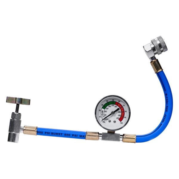 Supercool® - 12" R-134a A/C Charging Hose with Gauge and 90° Self Sealing Valve