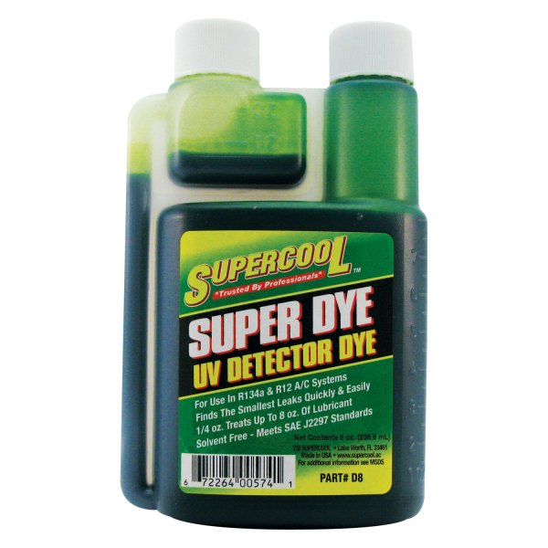 Supercool® - 8 oz. Green UV Leak Detection Dye Concentrate with Self Measure Bottle