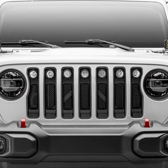T-Rex® - 1-Pc Torch Series Black Formed Woven Wire Mesh Main Grille with 7 x 2" Round LED Lights
