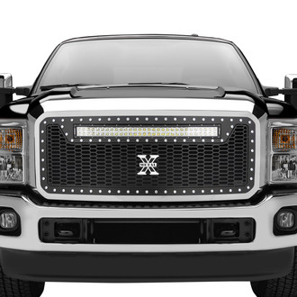 T-Rex® - 1-Pc Laser Torch Series Black Honeycomb Laser Cut Main Grille with 1 x 30" LED Light Bar