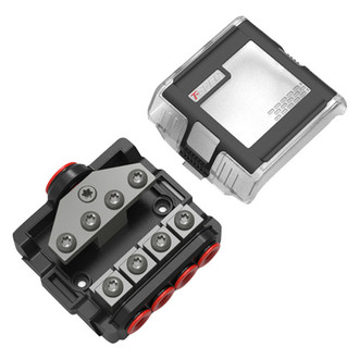 T-Spec® - mini-ANL Fused Black Nickel Plated 4-Position Power Distribution Block (1 x 0/1 to 4 AWG In, 4 x 4/8 AWG Out)
