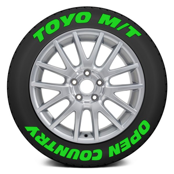 Tire Stickers® - Green "Toyo M/T Open Country" Tire Lettering Kit