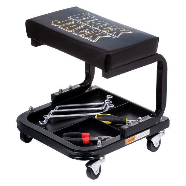 Torin® - Blackjack™ 250 lb Black Rectangular Creeper Seat with Tool Tray