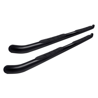 Torxe™ - 3" Cab Length Black Round Side Steps with 45 Degree Bent End