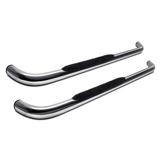 Torxe™ - 3" Cab Length Polished Round Side Steps with 90 Degree Bent End