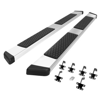 Torxe™ - 6" Factory Style Cab Length Silver Trapezoid Side Steps