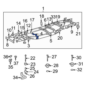 Toyota OE - Front Rearward Frame Crossmember
