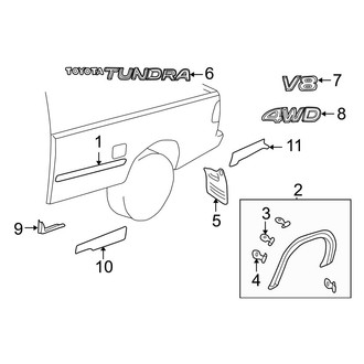 Toyota OE - Pick Up Box - Exterior Trim (8' Bed), (Regular Cab)