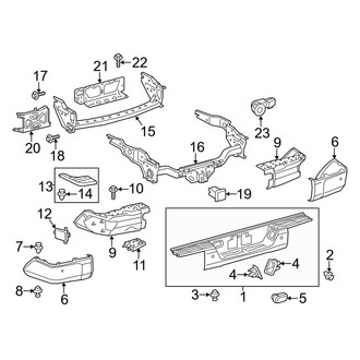 Toyota OE - Rear Bumper - Bumper & Components (W/O Chrome, With Park Sensors)