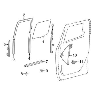 Toyota OE - Rear Door - Glass & Hardware (Double Cab)
