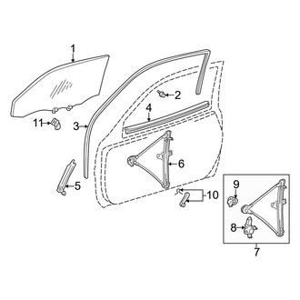 Toyota OE - Front Door - Glass & Hardware (4 Doors Gas)