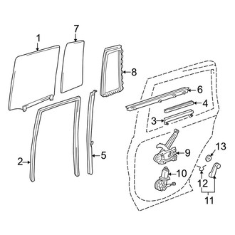 Toyota OE - Rear Door - Glass & Hardware (4 Doors Gas)