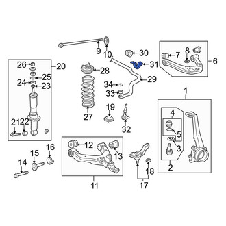 Toyota OE - Front Left Suspension Stabilizer Bar Bracket