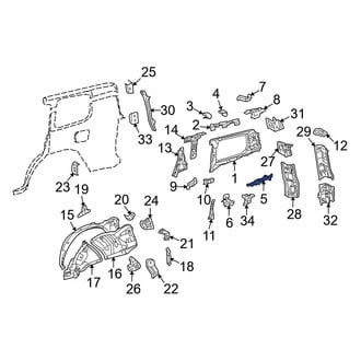 Toyota OE - Right Lower Quarter Panel Trim Panel Bracket