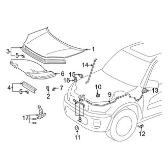 Toyota OE - Hood & Grille - Hood & Components (W/O Air Scoop), (Gas)