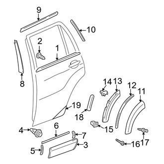 Toyota OE - Rear Door - Exterior Trim (Gas)