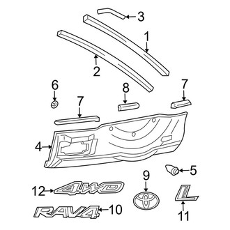 Toyota OE - Back Door - Exterior Trim (Gas)