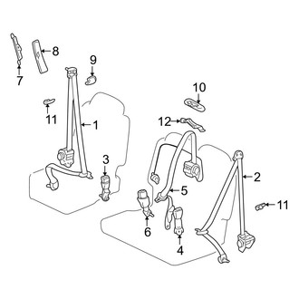 Toyota OE - Restraint Systems - Rear Seat Belts (2nd Row Seat, Split Bench)