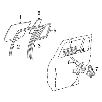 Toyota OE - Rear Door - Glass & Hardware (Hybrid / Hybrid Limited)