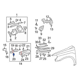 Toyota OE - Front Left Bumper Impact Bar Bracket