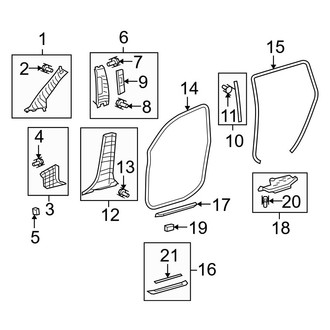 Toyota OE - Pillars, Rocker & Floor - Interior Trim (USA Built), (2.7L / 3.5L)