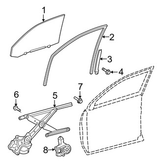 Toyota OE - Front Door - Glass & Hardware (USA Built), (Gas)