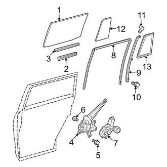 Toyota OE - Rear Door - Glass & Hardware (USA Built), (Gas)