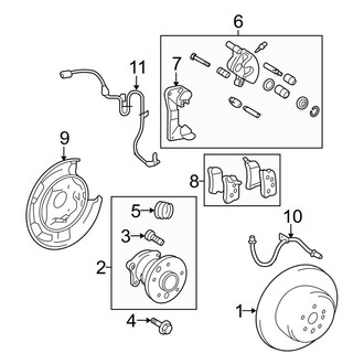 Toyota OE - Rear Suspension - Brake Components (Japan Built), (FWD)