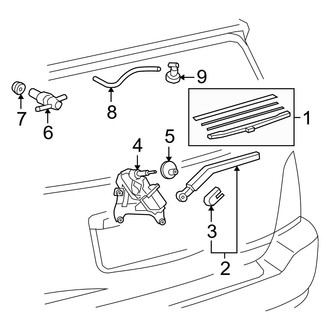 Toyota OE - Lift Gate - Wiper & Washer Components (Japan Built, W/O Glass Hatch), (Base / Limited / SE / Sport)