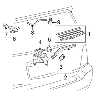 Toyota OE - Lift Gate - Wiper & Washer Components (USA Built, W/O Glass Hatch), (Base / Limited / SE)