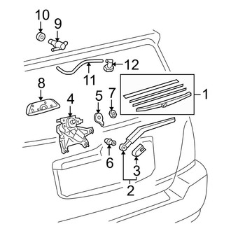 Toyota OE - Lift Gate - Wiper & Washer Components (USA Built, With Glass Hatch), (Base / Limited / SE)