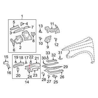 Toyota OE - Fender - Structural Components & Rails (Hybrid / Hybrid Limited)