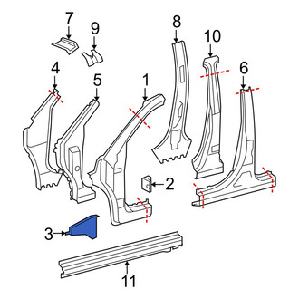 Toyota OE - Right Body A-Pillar Reinforcement Bracket
