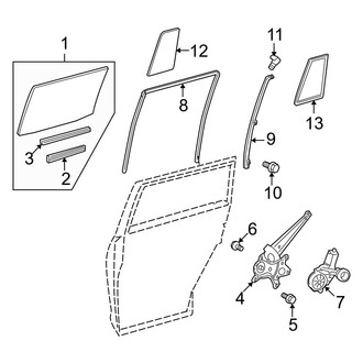 Toyota OE - Rear Door - Glass & Hardware (Hybrid / Hybrid Limited)